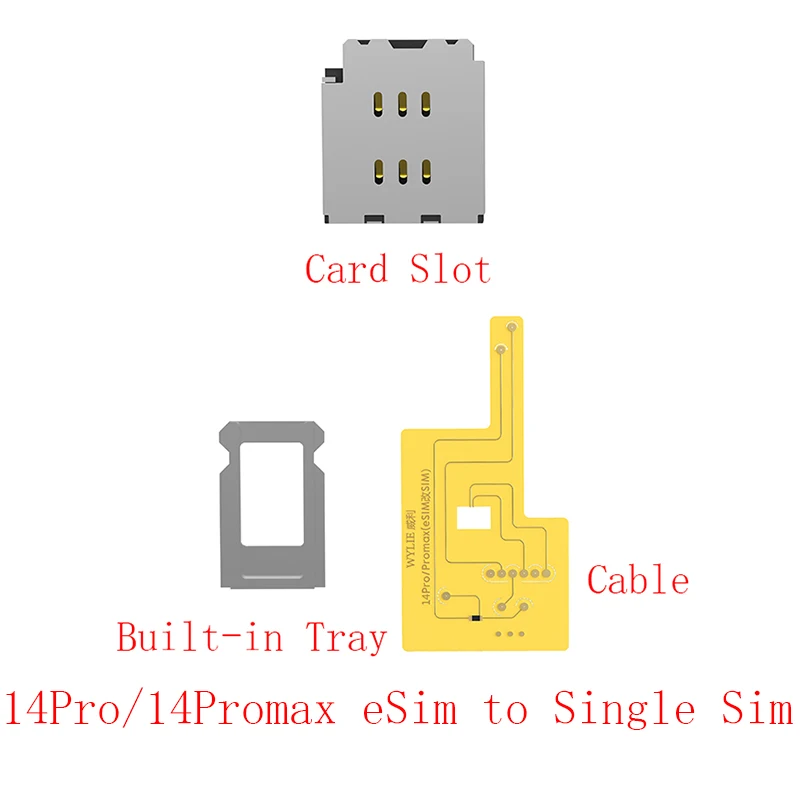 Wylie ESIM to Dual Card Flex Cable for iPhone 14 Pro Max Plus ESIM to Single Sim Card Slot Tray No Need Separation Parts