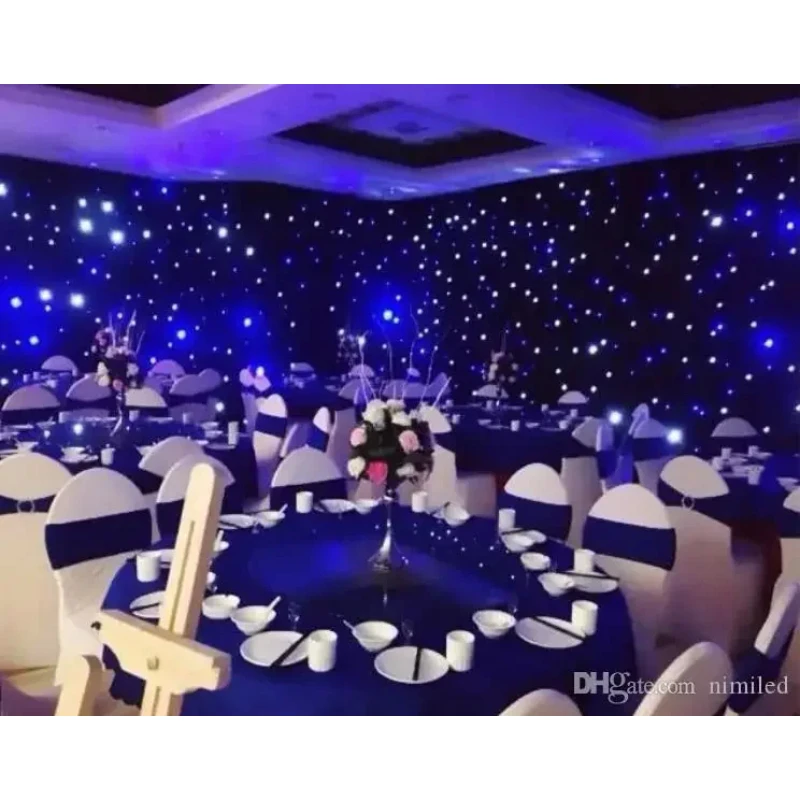 New Led Light Effects Large Star Curtain 4m*6m Star Colth Stage Drapes Blue-white Color With Lighting Controller Curtain Llfa