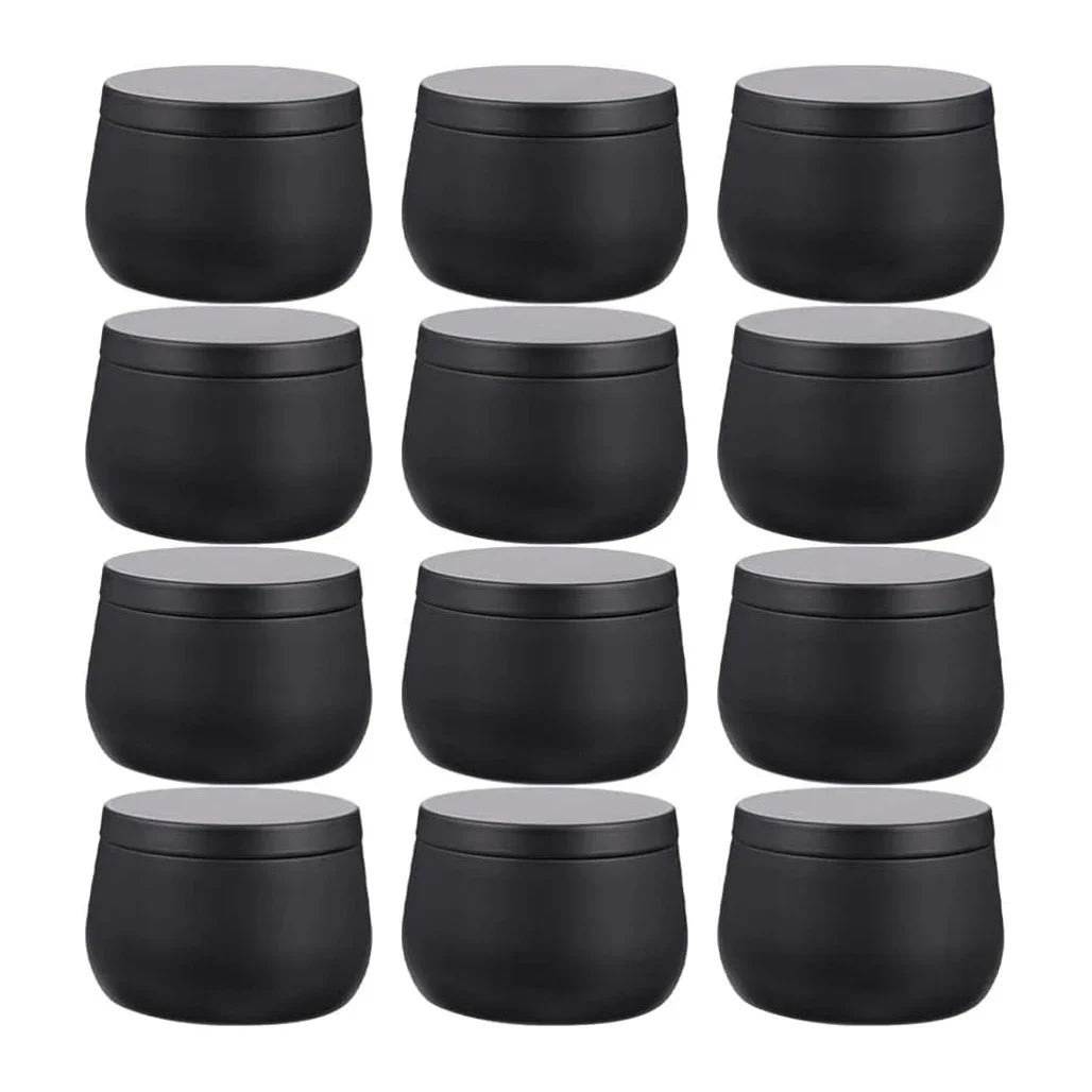 

12 PCS 8 Oz Empty Metal Candle Tins with Lid Containers Set Black Candle Jar for DIY Candle Making Supplies Christmas Candle Tin