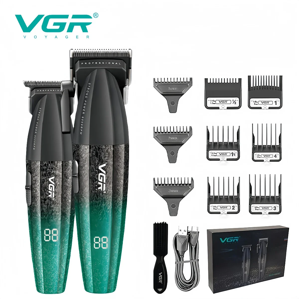 VGR Haartrimmers Verbeterd Professioneel Kapmachine Bestseller Verstelbaar 9000 RPM LED Elektrische tondeuse Hot Sale Metaal Haartrimmer voor mannen Beste V-640 s3