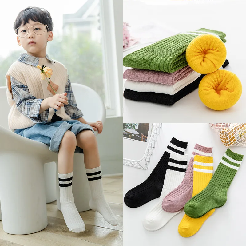 

Kids Boys Toddlers Girls Socks1-12 Yrs Knee High Long Soft Cotton Baby Socks Stripe Child Socks School Sports Sock Four Seasons