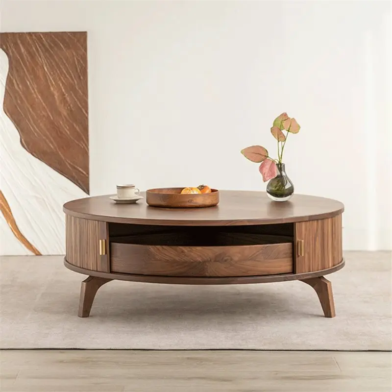 Modern simple coffee table high artistic sense black walnut coffee table
