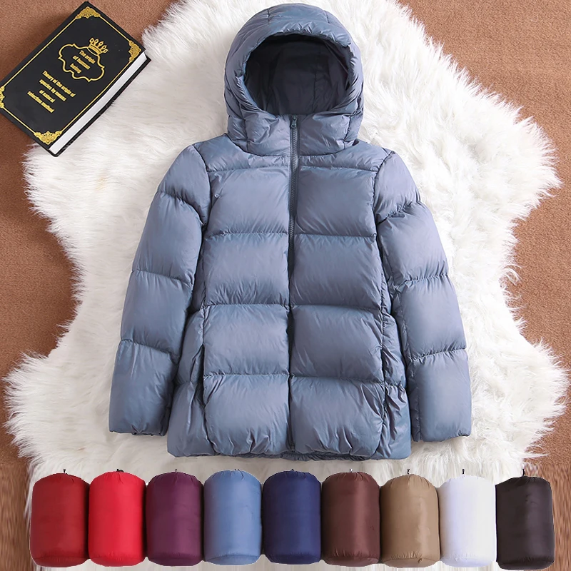 2022 Winter 90% Ultralight Down Jacket Women Hooded Thick Warm Coat Female Duck Down Parka For Women Portable Outerwear Overcoat