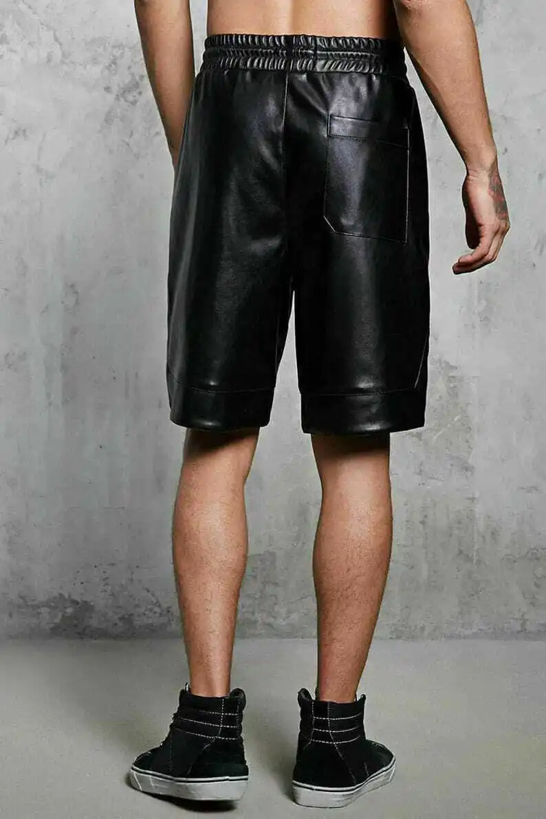 New Men\'s Leather Shorts Genuine Soft Lambskin Sports Gym Causal Wear Pants ZL01