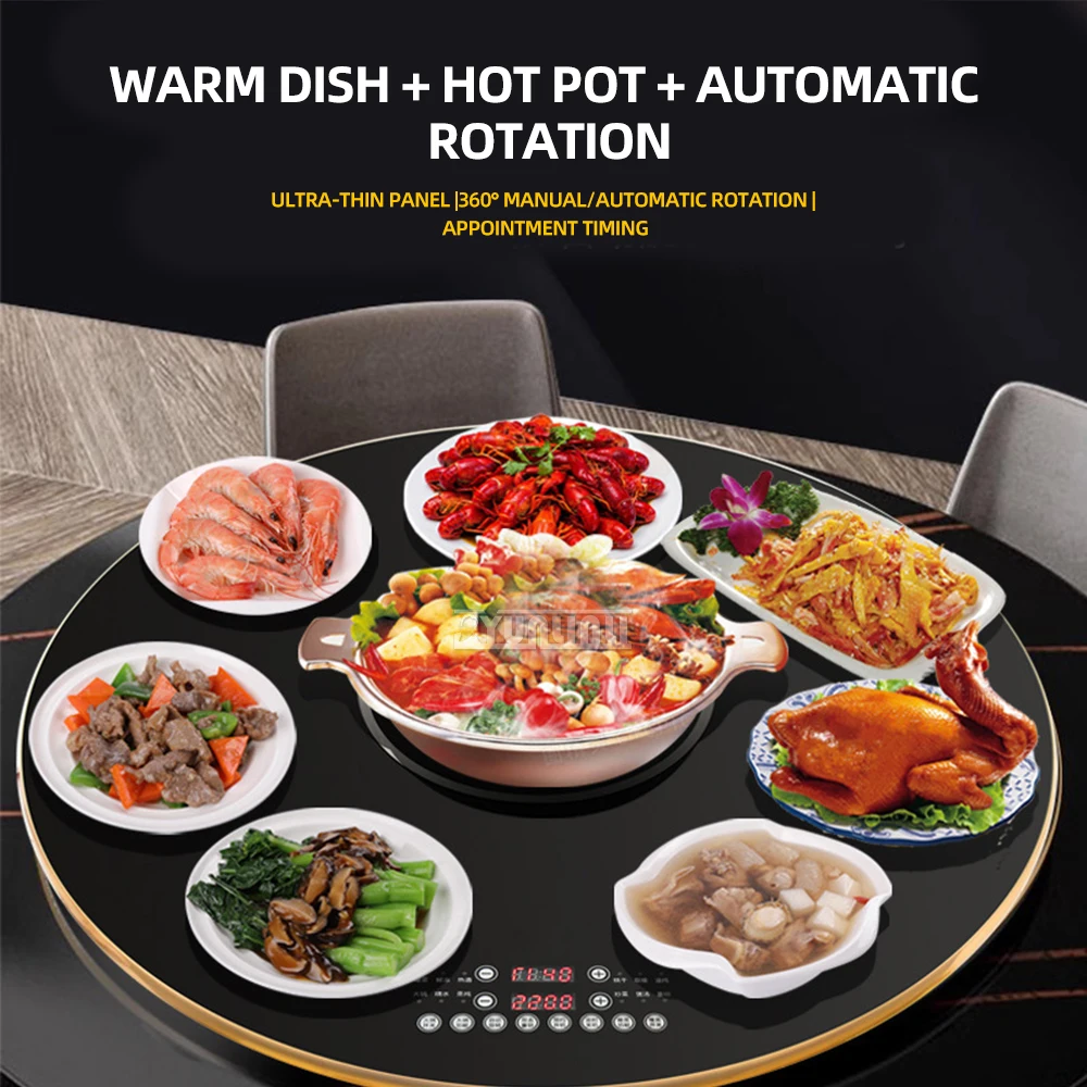 80cm Round Food Warming Plate Smart Induction Cooker Multi-function Dishes Warming Turntable
