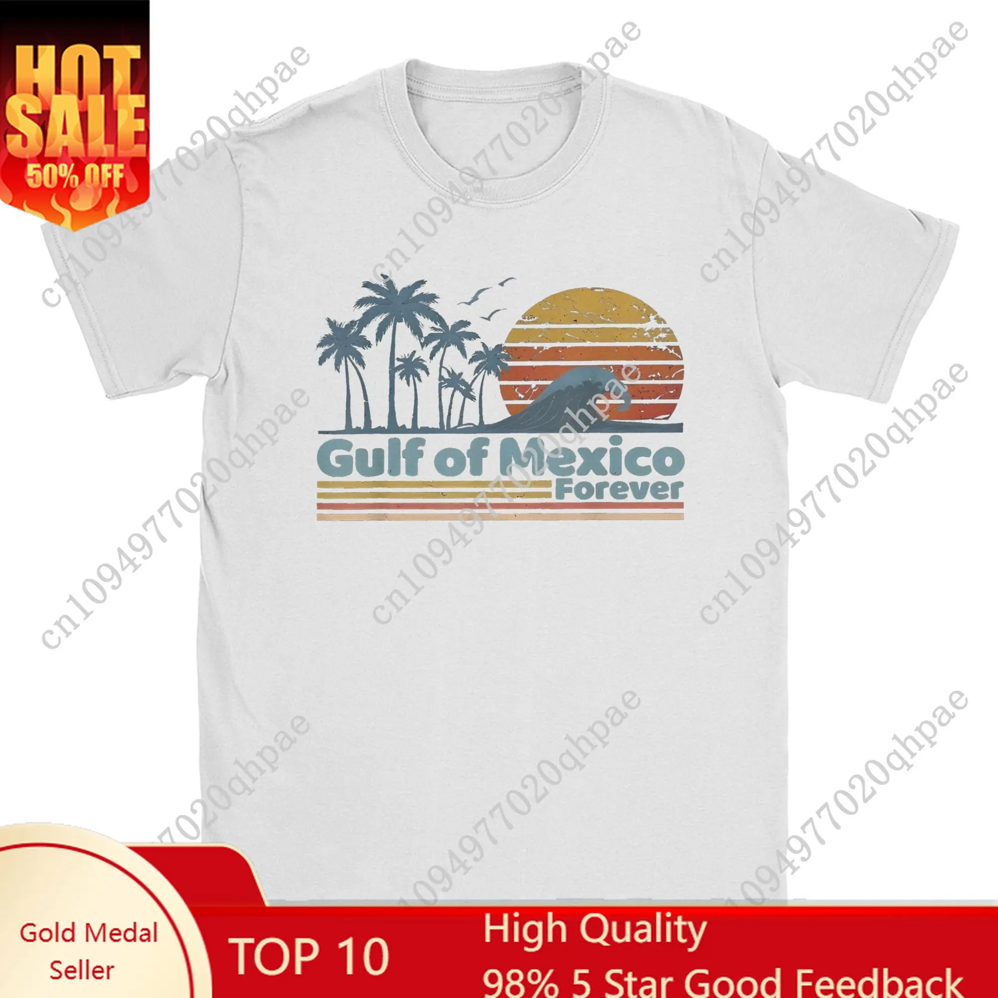 

Gulf of Mexico Forever Sunset T Shirts Men 100% Cotton Casual T-Shirt Round Collar Mexican Beach Tee Short Sleeve merch Original