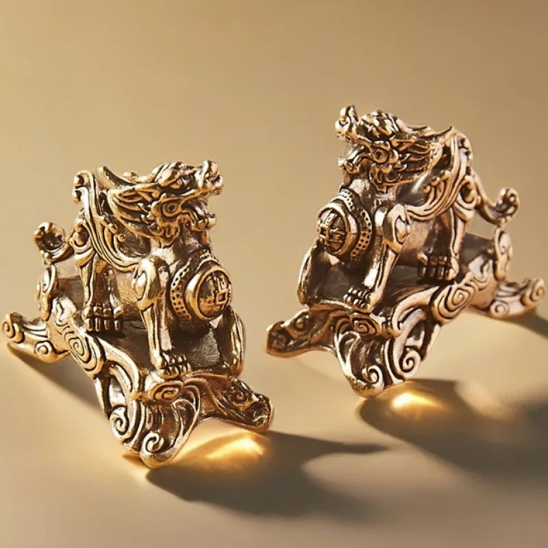 Ruyi Wealth Base Home Copper Pixiu Office Living Room Coffee Table Brass Ornament