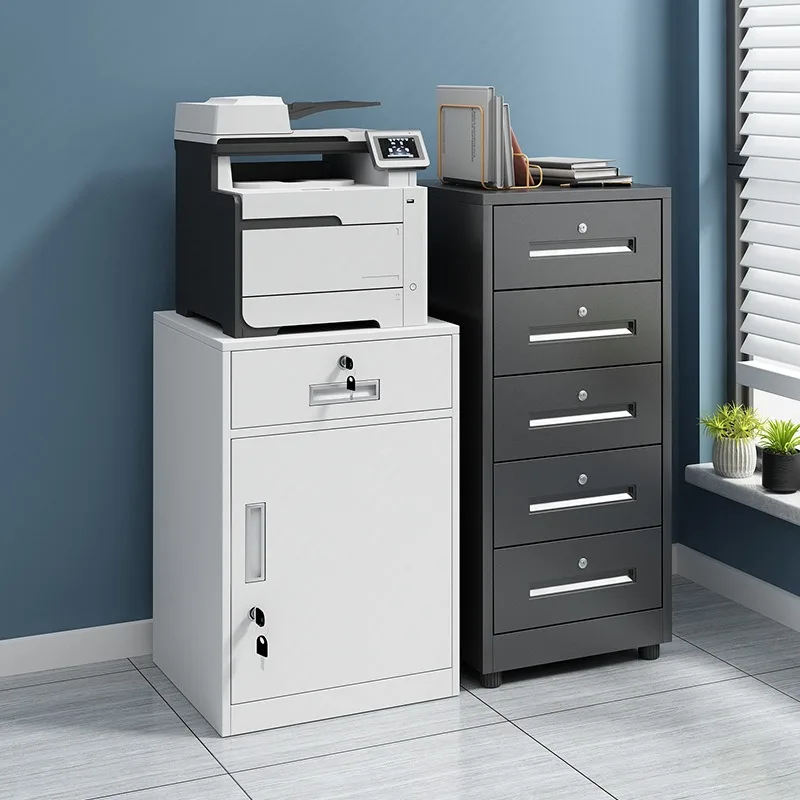 Metal Under-desk Pedestal Cabinet, Multi-drawer Lockable Small Storage Cabinet for Office Document Keeping