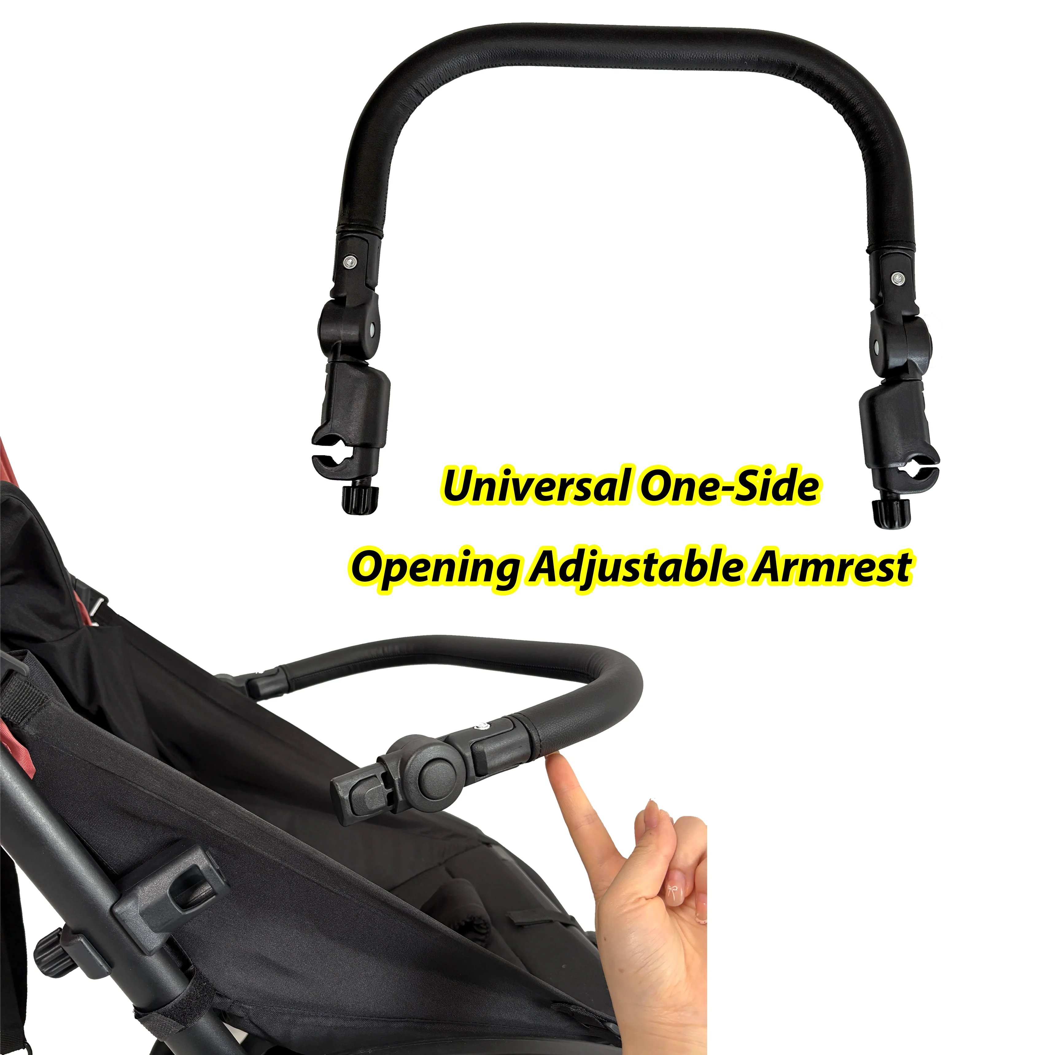Universal One-Side Opening Adjustable Armrest  Fits Most Strollers
