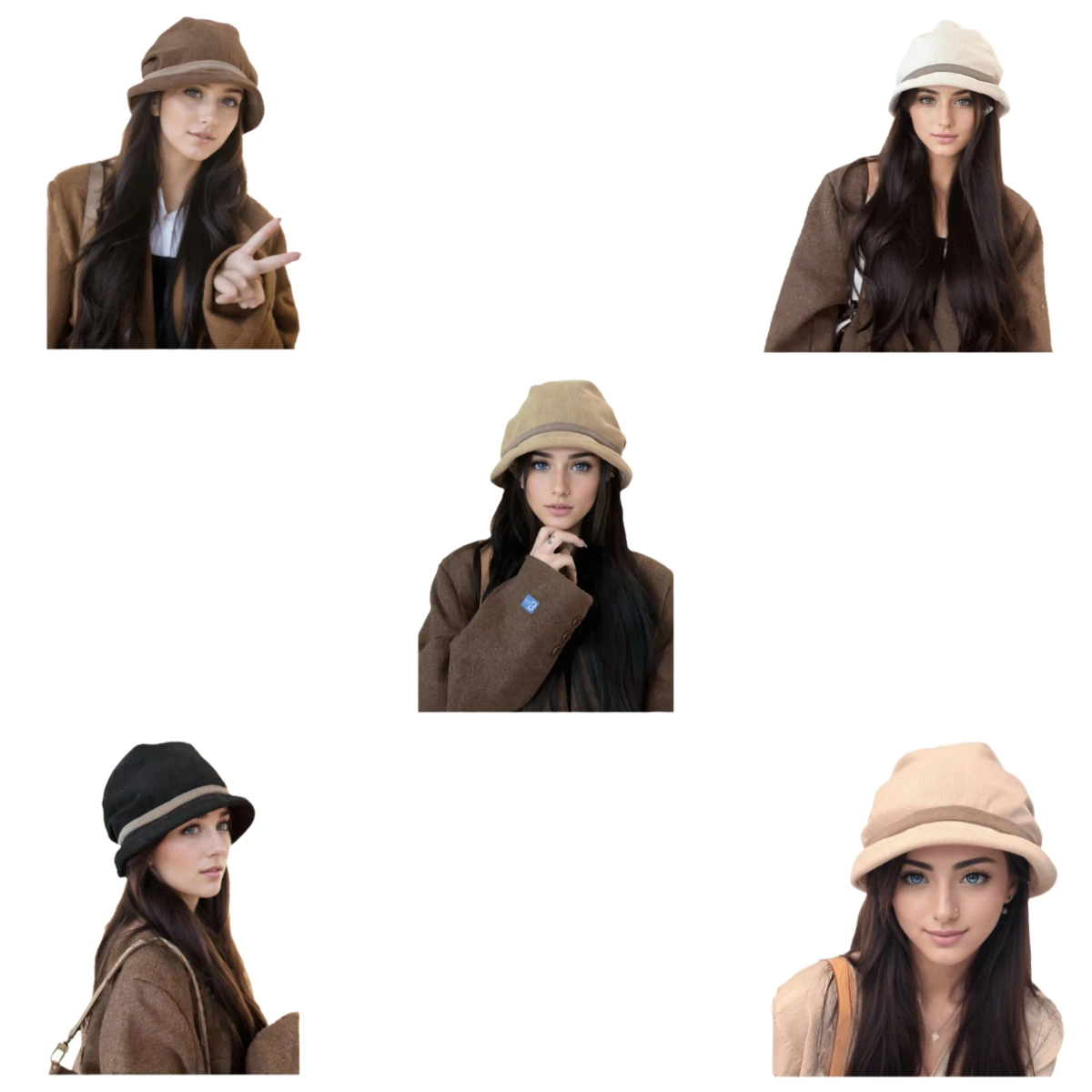 Outdoor Fashion Hepburn Style Stacked Hat Retro Solid Color Corduroy Bucket Hat Soft Skin Friendly Windproof Fisherman's Hat