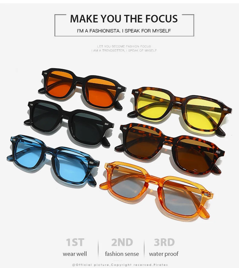 Retro-Sonnenbrille mit Metallnieten, UV400, leichte, schlanke, rechteckige Sonnenbrille für Männer und Frauen, zum Fahren, modische Alltagsbrille – Detail 5