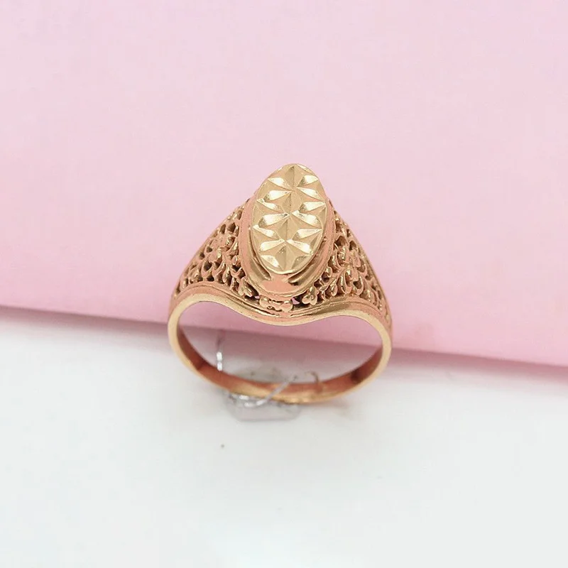 

Classic Design 585 Purple Gold Gypsophila dazzling Ring Fashion Plating 14K Rose Gold Elliptical rings for women Banquet Jewelry