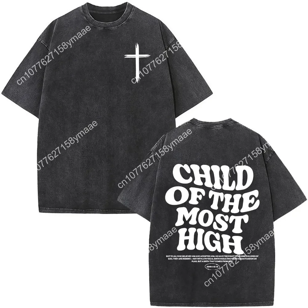 Christian Jesus Bible Verse Washed T-shirts Men Women's Women Fashion Vintage Oversized T Shirts Harajuku Cotton Short Sleeve T-