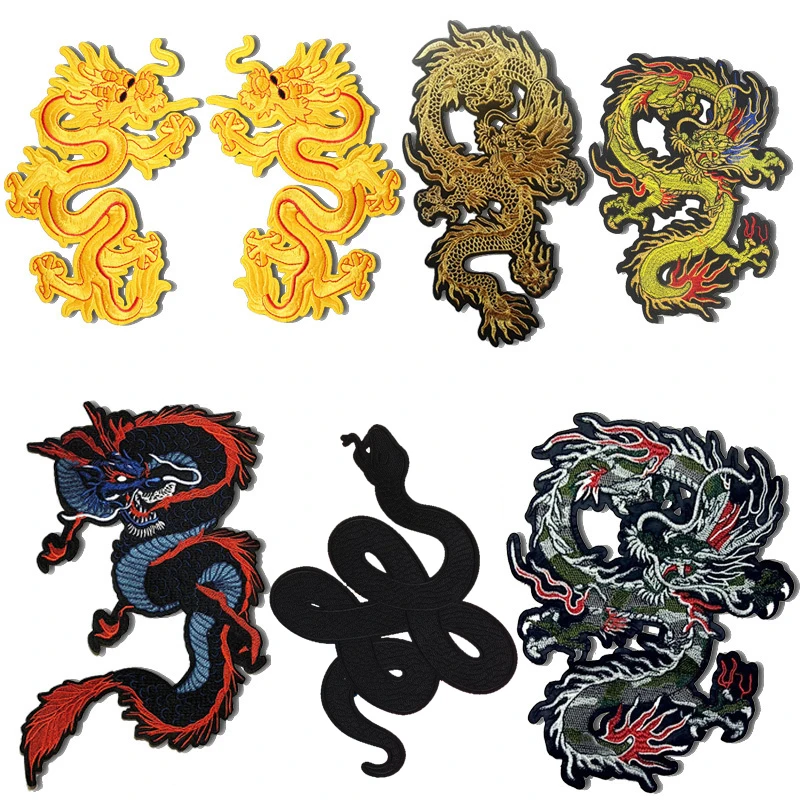 Golden Chinese Embroidery Dragon Patches For Clothing Sew On Sticker Patches Sewing Accessories Clothes Jeans Decoration