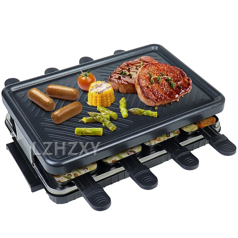Table Grill Electric Korean BBQ Grill Indoor Cheese Raclette For 8 Person Non-Stick Surface Temperature Control Dishwasher Safe