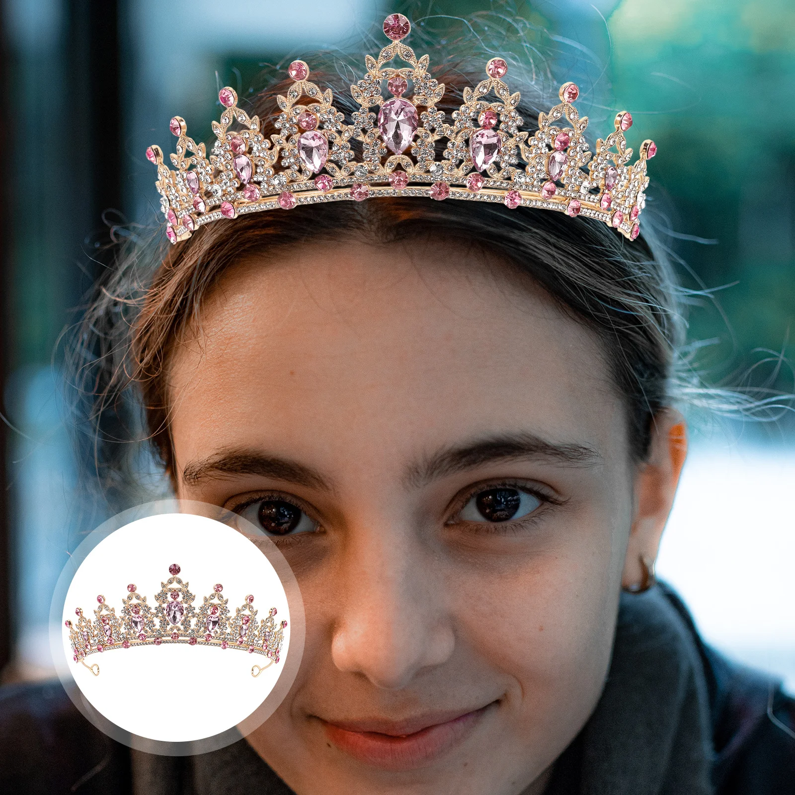 تاج تاج الزفاف من حجر الراين إكسسوار شعر الزفاف الأنيق للنساء لتزيين الحفلات الراقصة