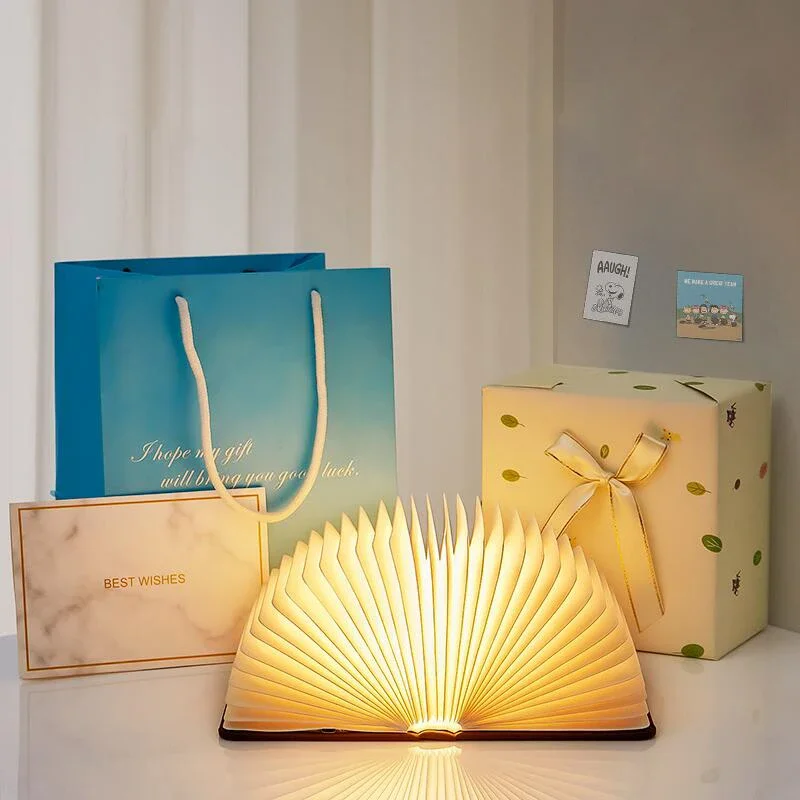 

LED Wooden Book Lamp Creative USB Foldable Reading Light Children Birthday Holiday Gift Bedroom Bedside Decoration Night Light