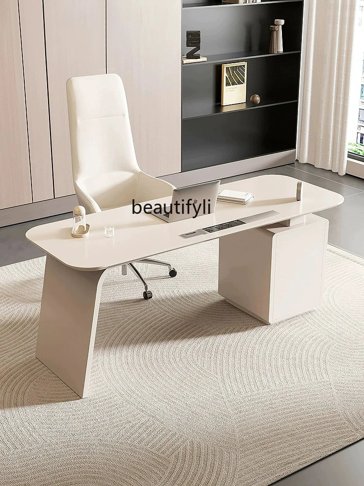 

Italian Paint Desk Light Luxury Boss Desk Simple Beauty Salon Medical Beauty Consulting Desk