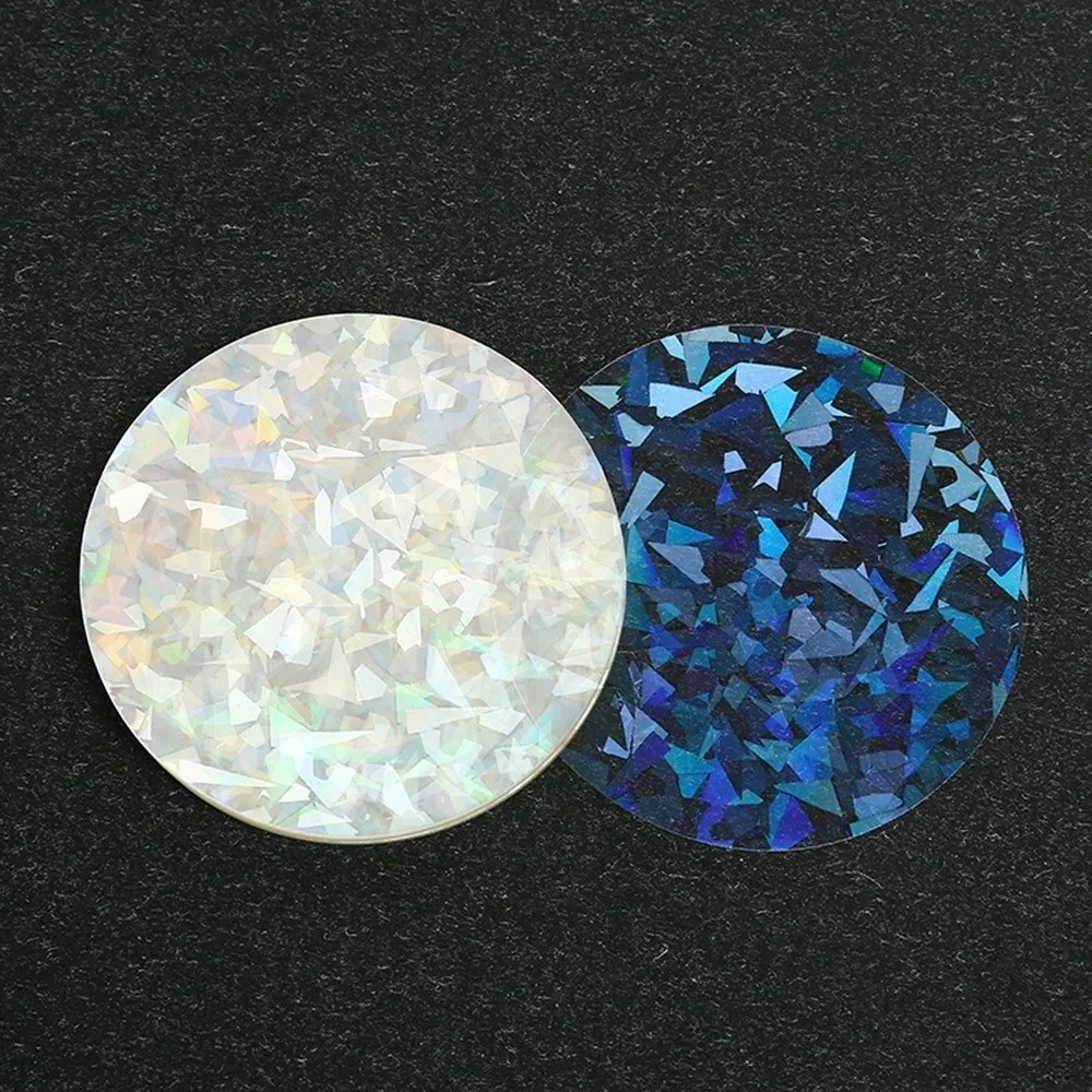 100Pcs Round Laser Film Badge Covers Star Pattern PVC Transparent Badge Film DIY Making Multiple Styles