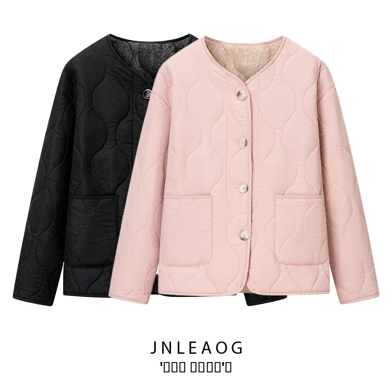 เสื้อแจ็คเก็ตผ้าฝ้ายทรงกลมแฟชั่นสำหรับผู้หญิง สไตล์สตรีท แขนยาว ปิดด้วยซิป สีสันสวยงาม ดีไซน์หรูหรา