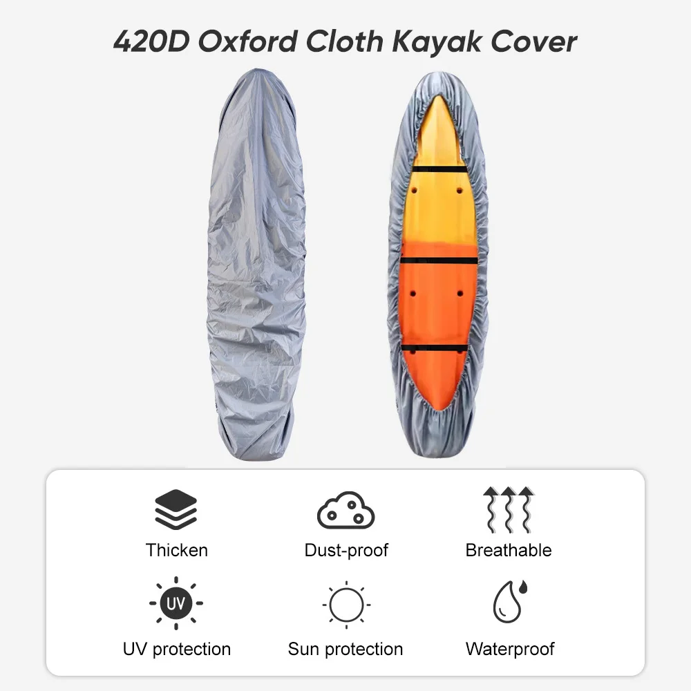 

Kayak Cover Waterproof UV-Proof Kayak Cover Heavy Duty Dustproof Canoe Cover for Outdoor Storage
