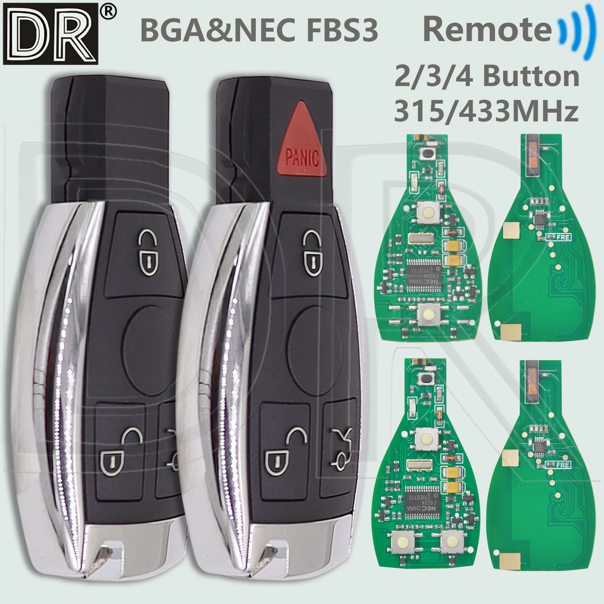 DR NEC Chip 315/433MHz Variable frequency Car Remote Key Support BGA & NEC FBS3 For Mercedes Benz A C E S Class W203 W204 W210