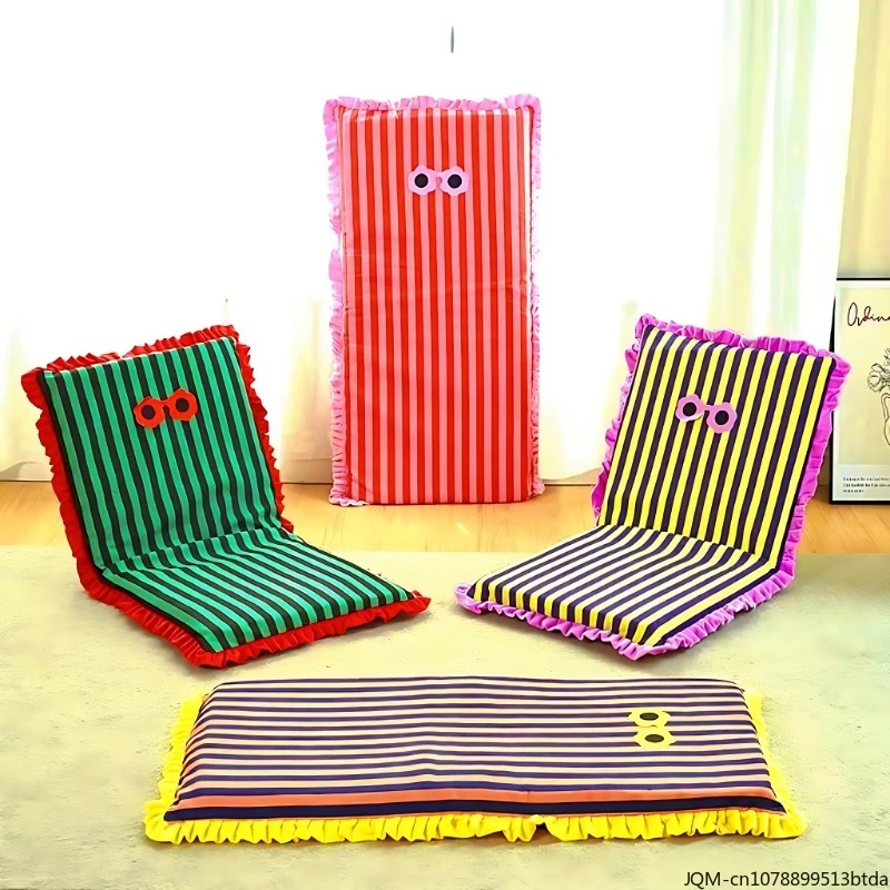 

Creative Striped Folding Back Chair Cartoon Lazy Sofa Single Bay Window Chair Japanese Style Student Dormitory Bed Chair