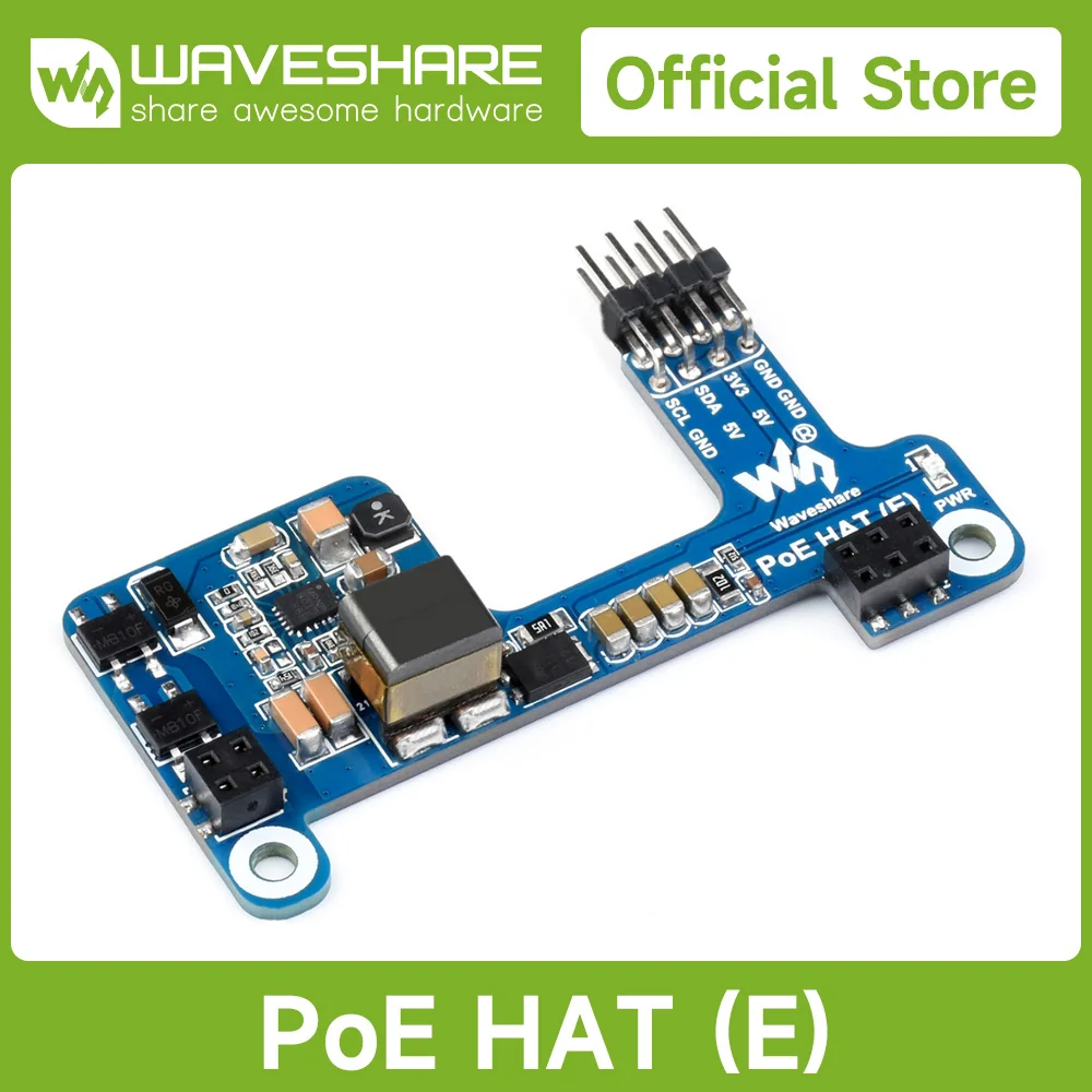 Picture 6: Waveshare PoE HAT (E) Power Over Ethernet HAT for Raspberry Pi 3B+/4B, IEEE 802.3af-compliant, 5V 2.5A DC out