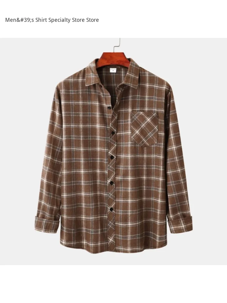 

Male mode, European and American fashion, checkered design, high quality long sleeve shirt, upstairs with relaxed buttons, stree