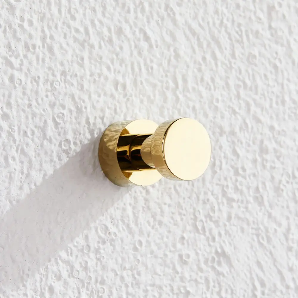 Luxury Brushed Gold Solid Brass Coat Hook Wall Mounted Bathroom Accessory Heavy Duty Adhesive Towel Hanger Storage Rack