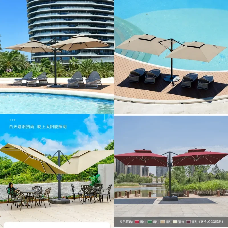 Large Double Head Roman Outdoor Umbrella for Garden Patio Sunshade Protection Parasol