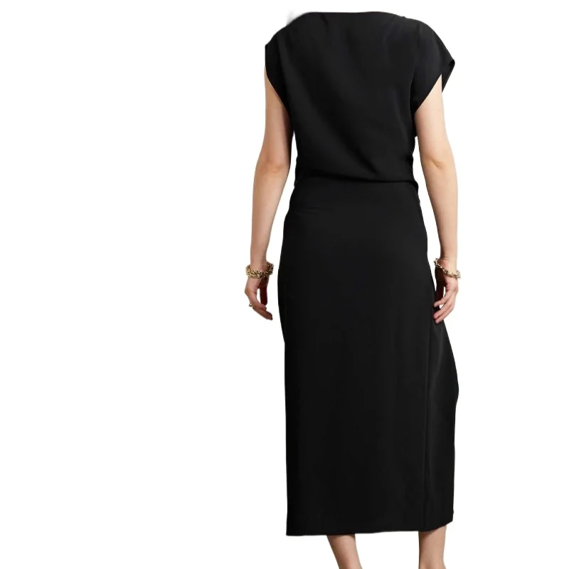 Asymmetric Design Luxurious Style 2024 Black Dress Slim Long Dress for Women