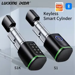 APP BLE Smart Electronic Door Lock Cylinder Core Fingerprint APP Keys Pincode IC Card Unlock Supports Gateway M1 for Home Hotel