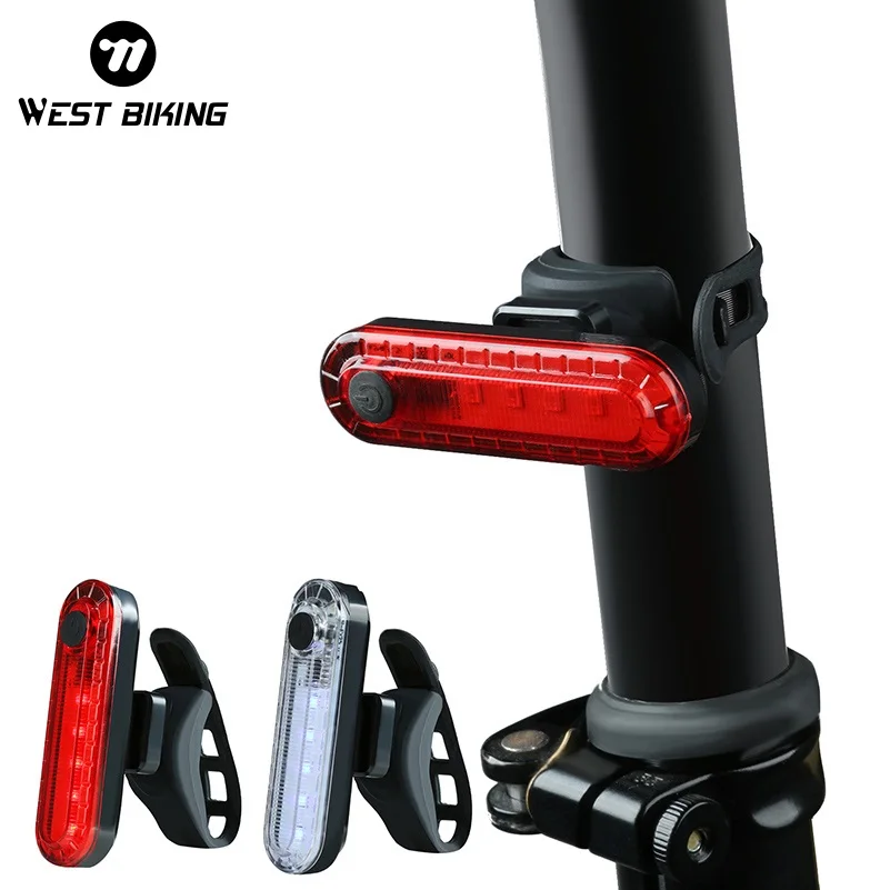 WEST BIKING Mini Bicycle Taillight USB Charging Waterproof Bike Rear Light Cycling Warning Light MTB Road Bike Accessories