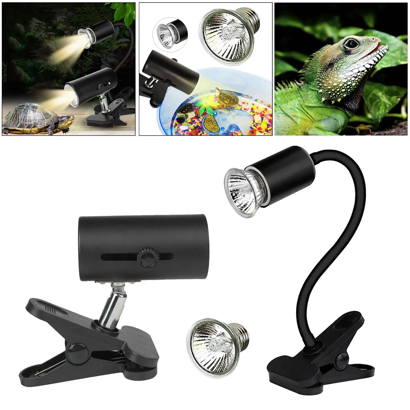 Reptile Lamp, Basking Lamp with Holder & Switch, UVA UVB Reptile Lamp with Fixture Turtle Snake Amphibian & Aquarium