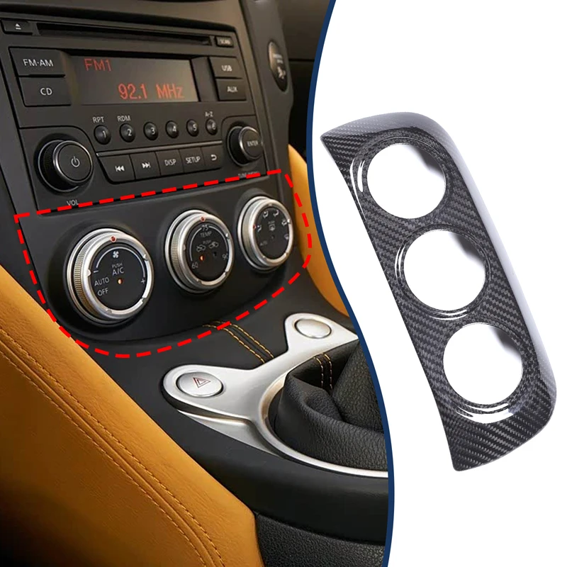 

1 piece set Real carbon fiber For Nissan 400Z car central air conditioning switch frame decorative sticker interior accessories
