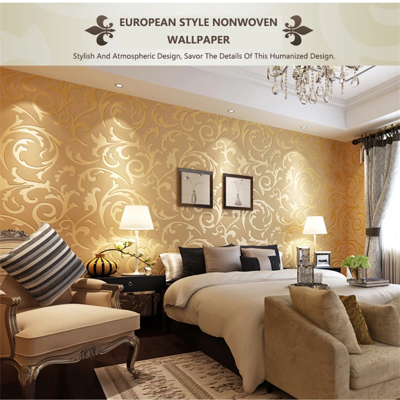 

3D Non-woven Wallpaper European-style Crochet Background Wall Bedroom Living Room Hotel Wall Renovation Waterproof Wall Stickers