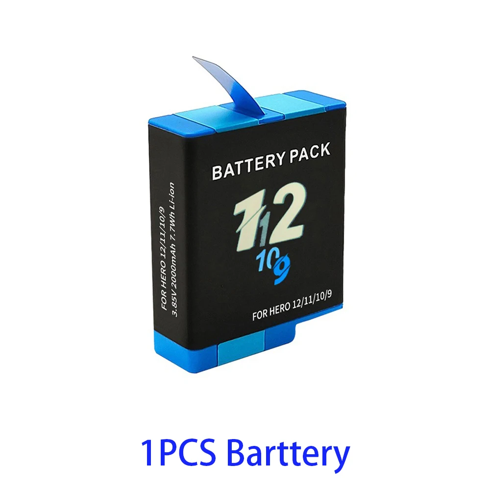 Batterij Voor GoPro Hero 12 11 10 9 Motion Camera 2000mAh Batterij Snellader Box Voor GoPro Hero Oplaadbare Batterij Accessoires