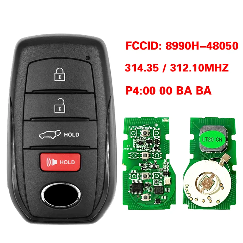 CN007319 Aftermarket Smart Key For Toyota Venza 2021 Remote Control 8990H-48050 HYQ14FBX 314.35/312.10 MHZ P4:00 00 BA BA