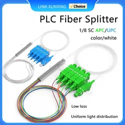 Fiber Optic 10pcs  PLC Splitter 1x8 SC/APC 0.9mm Steel Tube Mini Blockless FTTH SM 1*8 SC UPC Connector PLC Splitter