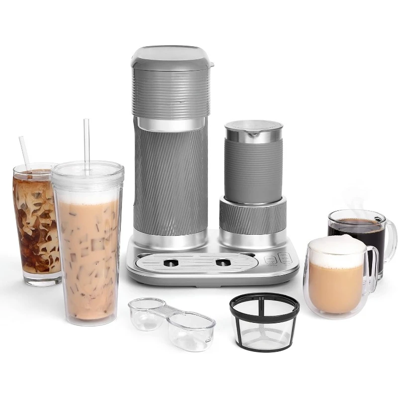 4-in-1, Latte Lux, Iced, Hot Coffee Maker, with Built-In Milk Frother, Single-Serve, 22 Ounces