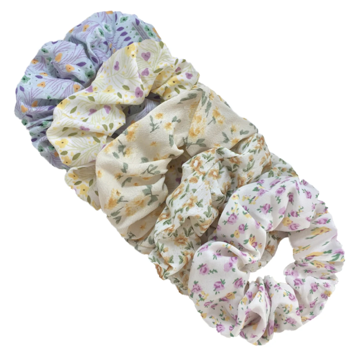 5pcs/lot Hair Scrunchies Floral Multicolor Elastic Bands for Women Girl Chiffon Hair Band Fashion  Scrunchy