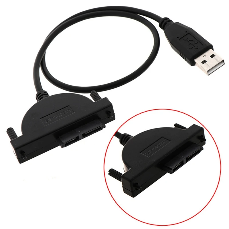 USB 2.0 To Mini SATA 7+6 13Pin Adapter Cable For Laptop CD/DVD ROM Drive