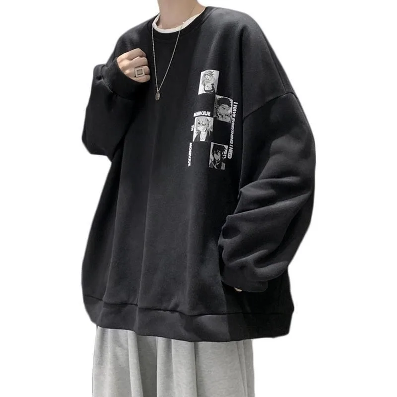 봄과 가을 새로운 트렌디한 루즈 후드티 봄과 가을 다용도 편안하고 정교한 라운드 넥 캐주얼 의류