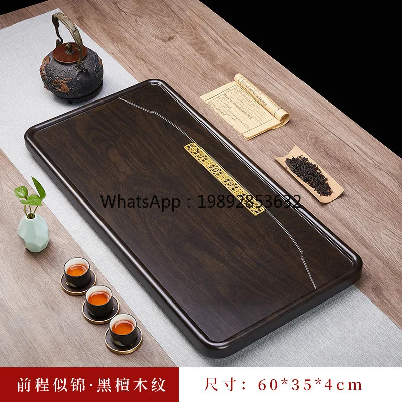 YFY Solid Ebony Tea Tray Solid Wood Home Office Large and Small Sizes Drainage Living Room Natural Wood