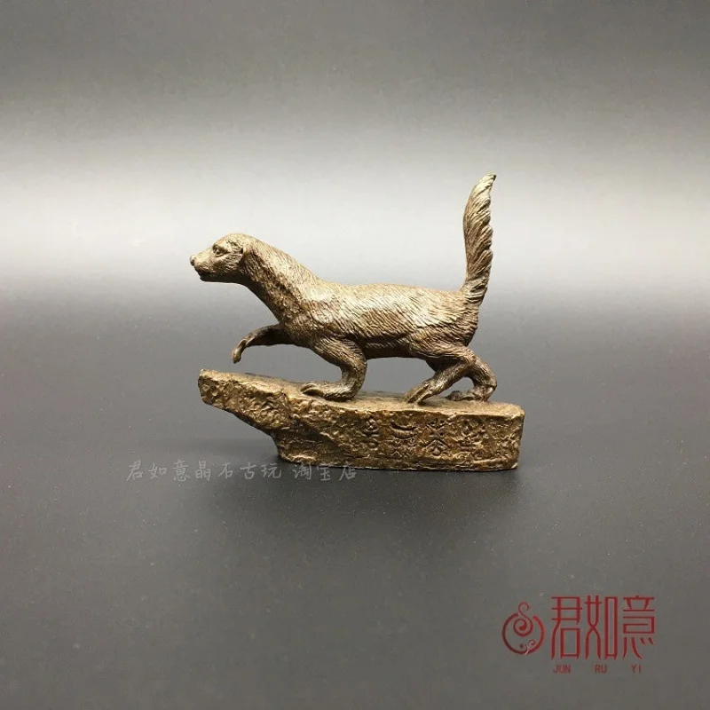 

Antique Copper Solid Copper Flat Head Brother Ornament Copper African Honey Badger Mini Tea Pet Copper Animal Copper Micro Carvi