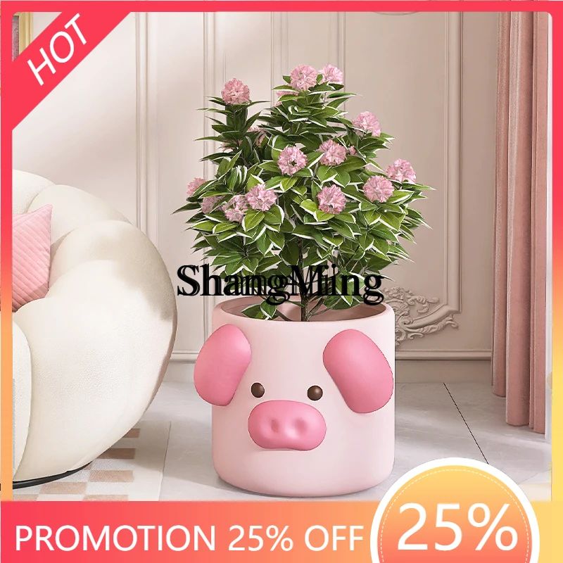 

SM creative living room floor-to-ceiling vase large household TV cabinet next to potted simulated green plants