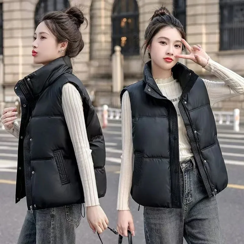 Chaqueta sin mangas para mujer, chaleco holgado acolchado de algodón, abrigo coreano, prendas de vestir exteriores, novedad de otoño e invierno, 2025