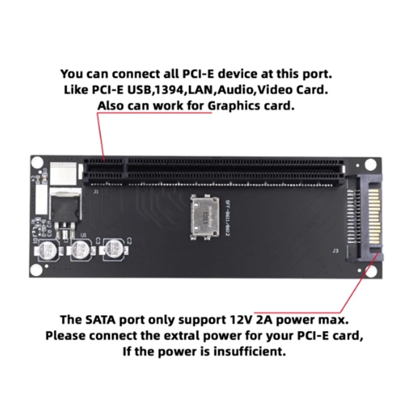 PCIe to SFF-8611 Adapter Oculink SFF-8611 to PCIe PCI-Express 16X 4X Adapter with SATA Power Port for Mainboard Graphics