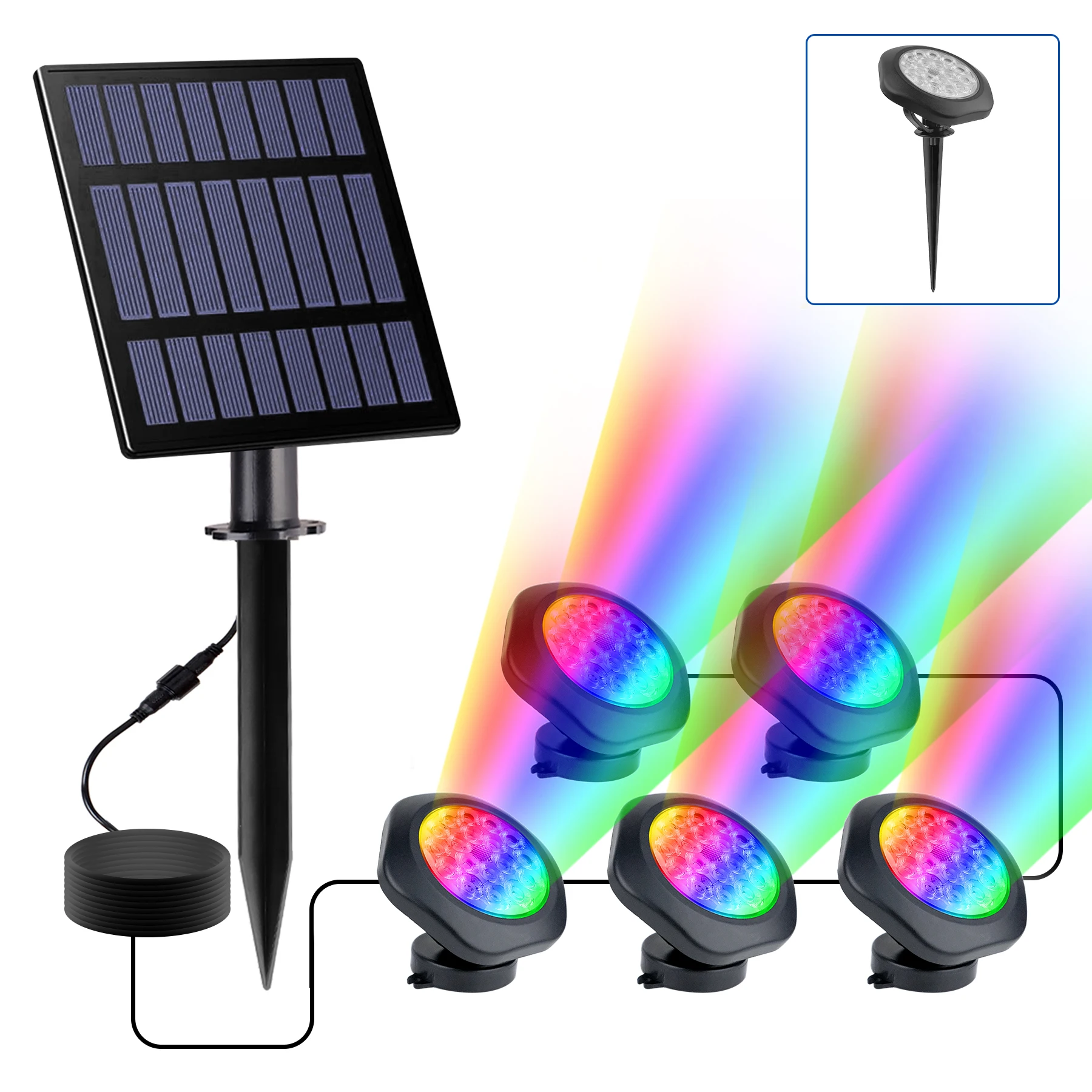 3/5 Light Solar Underwater Lights Outdoor Solar LED Pool Light Decoration Lights for Pond Fountain Aquarium Patio Lawn Light